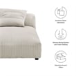 Solace Modular Corduroy Upholstered Armless Chaise Lounge in Almond