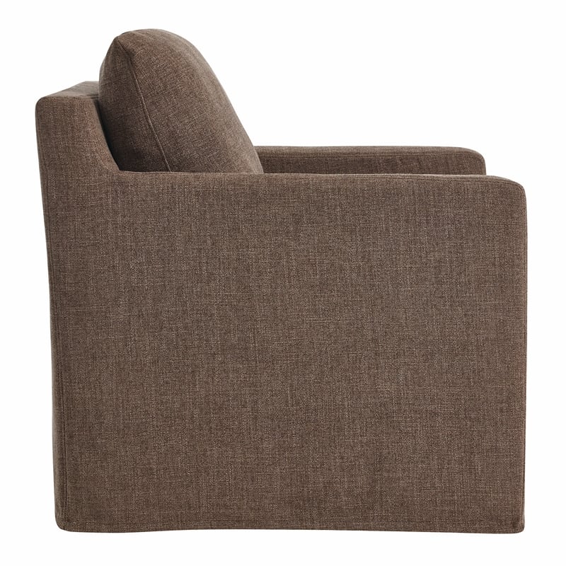 Serene Fabric Slipcovered Swivel Armchair in Mocha