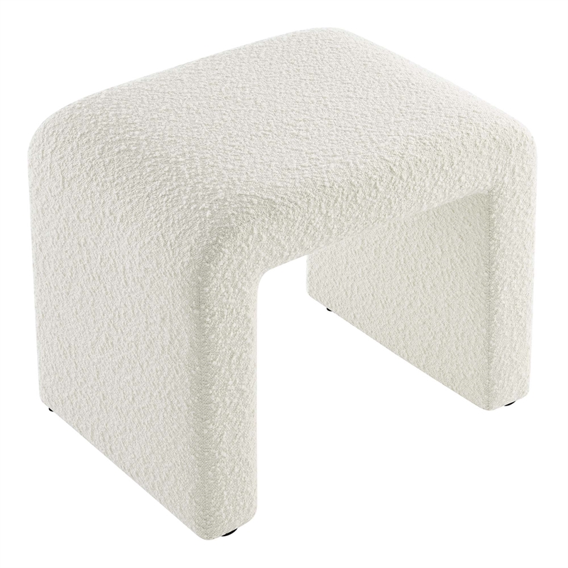 Simba Boucle Fabric Waterfall Stool in Ivory