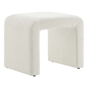 Simba Boucle Fabric Waterfall Stool in Ivory