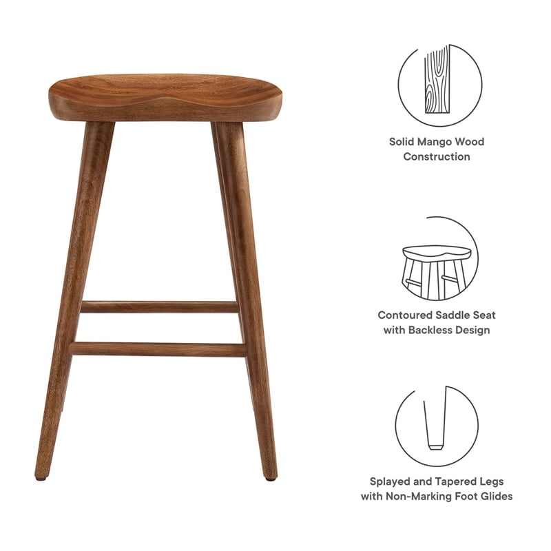 Saville Backless Wood Counter StoolsSet of 2 in Walnut