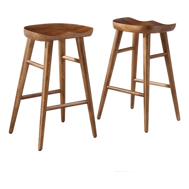 Saville Backless Wood Counter StoolsSet of 2 in Walnut