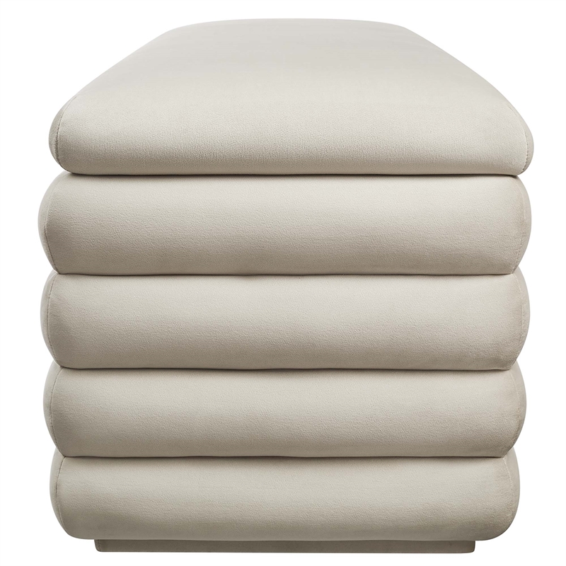 Mezzo Upholstered Performance Velvet Storage Bench in Almond