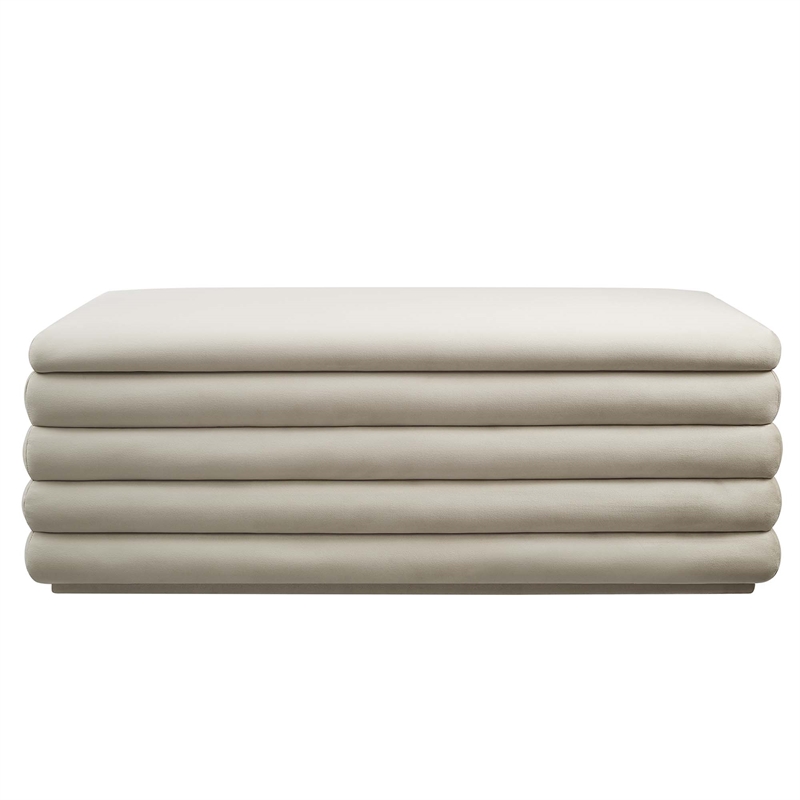 Mezzo Upholstered Performance Velvet Storage Bench in Almond