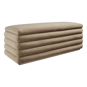 Mezzo Upholstered Performance Velvet Storage Bench in Taupe