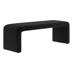 Modway Simba 60&quot Boucle Fabric Upholstered Waterfall Long Bench in Black