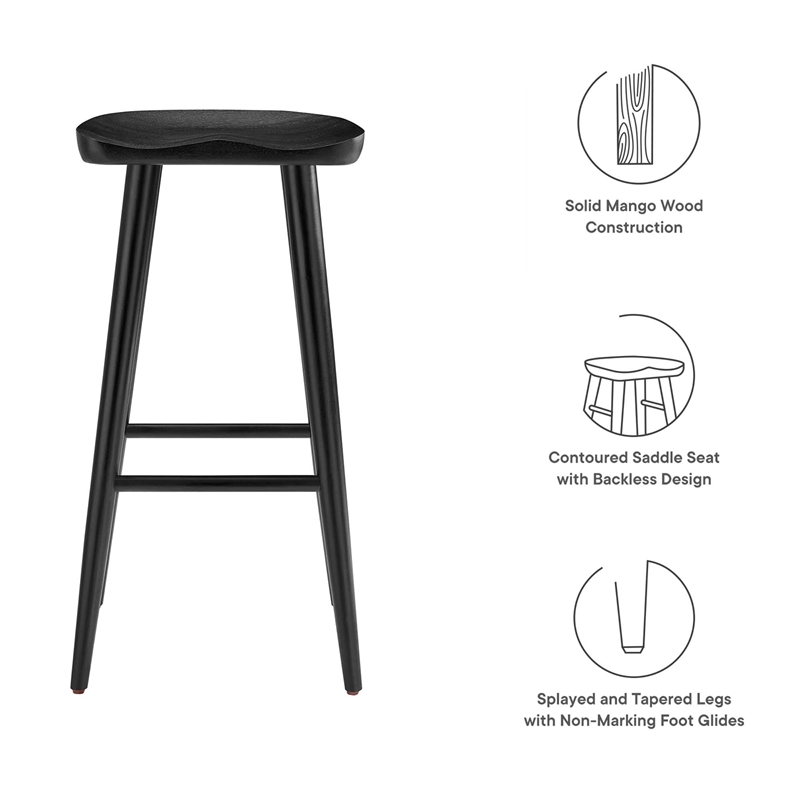 Saville Backless Wood Bar StoolsSet of 2 in Black