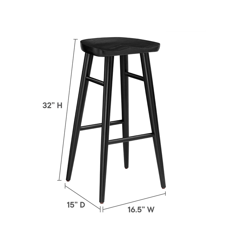 Saville Backless Wood Bar StoolsSet of 2 in Black