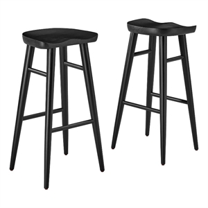 Saville Backless Wood Bar StoolsSet of 2 in Black