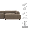 Liana Right-Facing Upholstered Fabric Modular Sofa with Chaise in Mocha