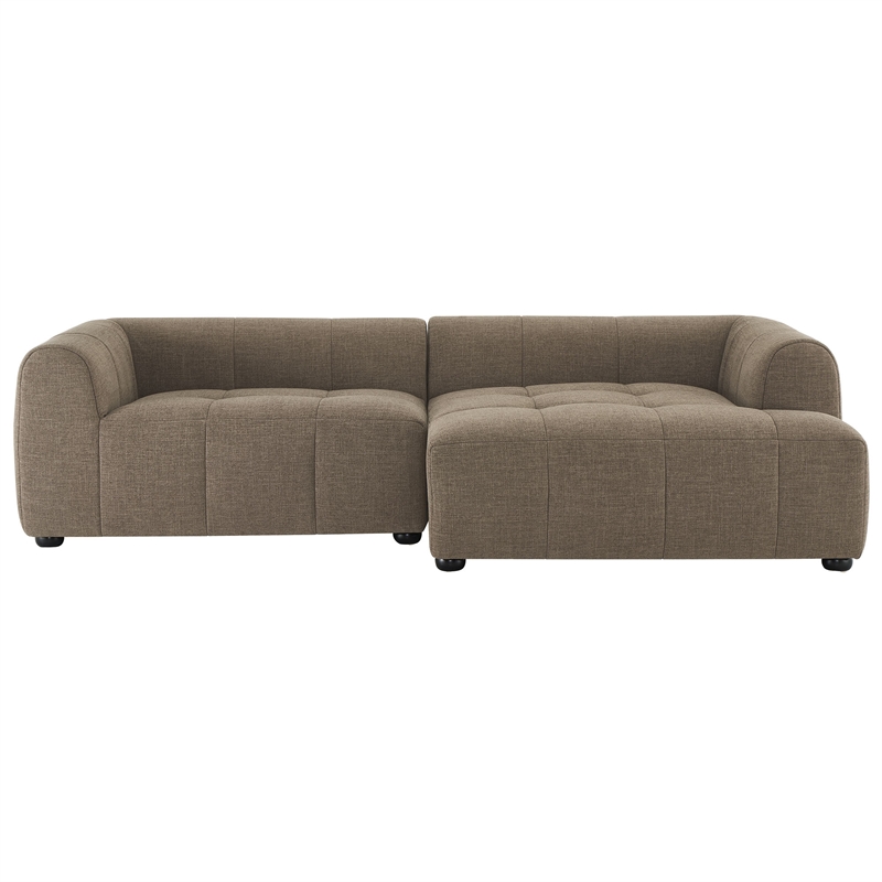 Liana Right-Facing Upholstered Fabric Modular Sofa with Chaise in Mocha