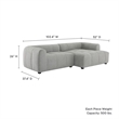 Liana Right-Facing Upholstered Fabric Modular Sofa with Chaise in Pewter
