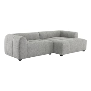 Liana Right-Facing Upholstered Fabric Modular Sofa with Chaise in Pewter