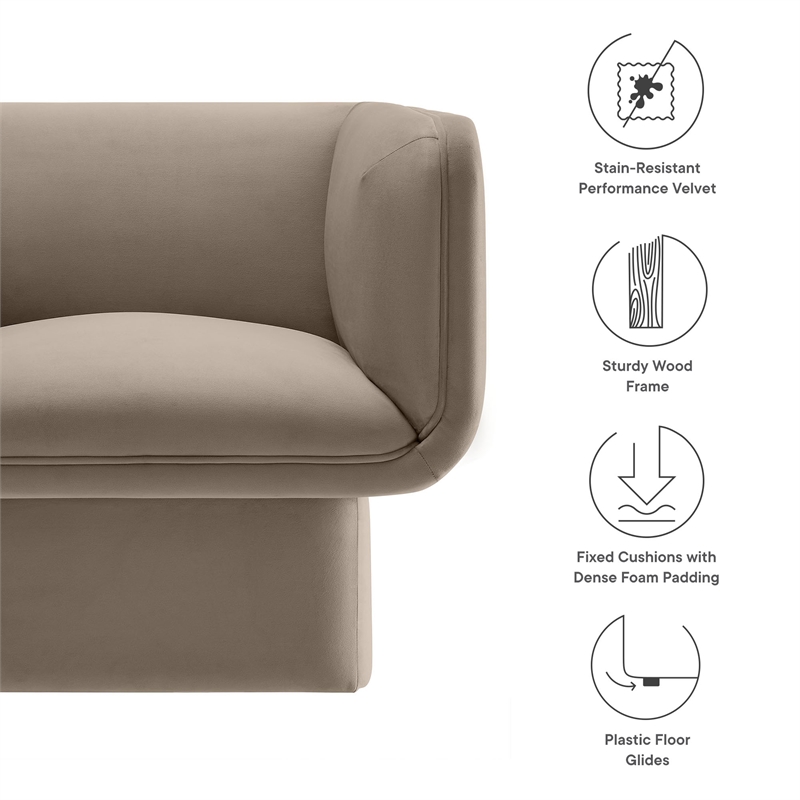 Modway Tate Performance Velvet Accent Chair in Taupe