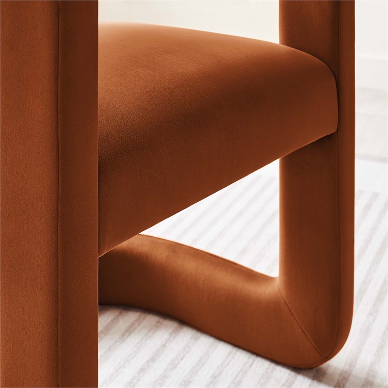 Winslow Barrel Performance Velvet Dining Chair in Rust