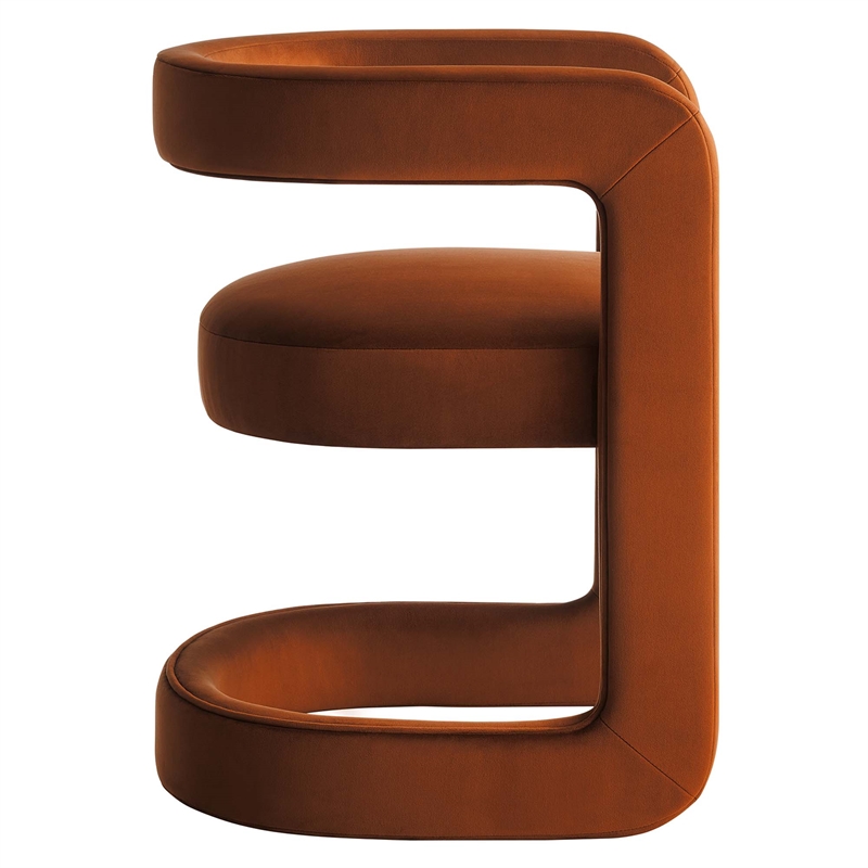 Winslow Barrel Performance Velvet Dining Chair in Rust