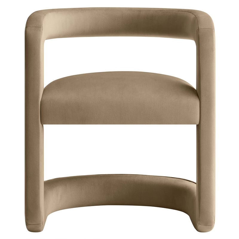 Winslow Barrel Performance Velvet Dining Chair in Taupe