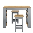 Galley3-Piece Kitchen Island and Stool Set in Oak Gray