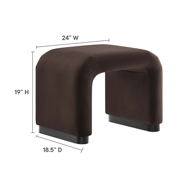 Koda Performance Velvet Waterfall Stool in Black Chocolate Brown