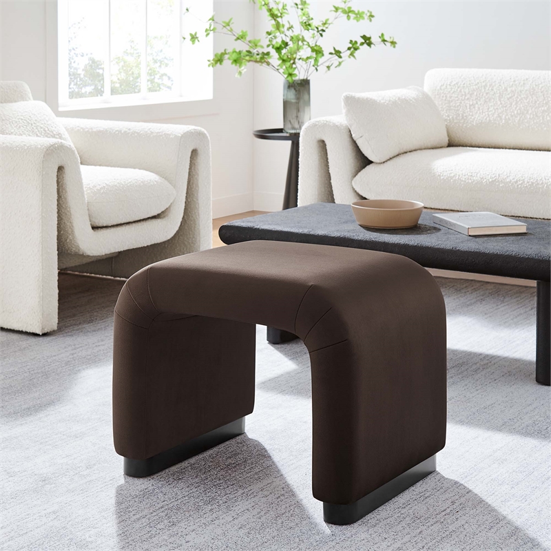 Koda Performance Velvet Waterfall Stool in Black Chocolate Brown
