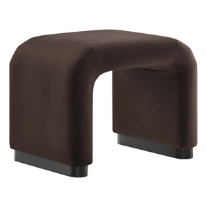 Koda Performance Velvet Waterfall Stool in Black Chocolate Brown
