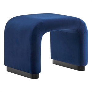 Koda Performance Velvet Waterfall Stool in Black Midnight Blue