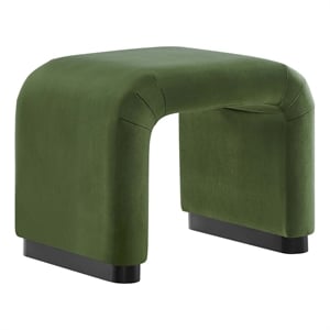 Koda Performance Velvet Waterfall Stool in Black Moss Green