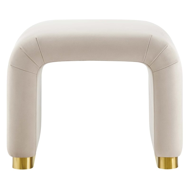 Koda Performance Velvet Waterfall Stool in Brass Almond