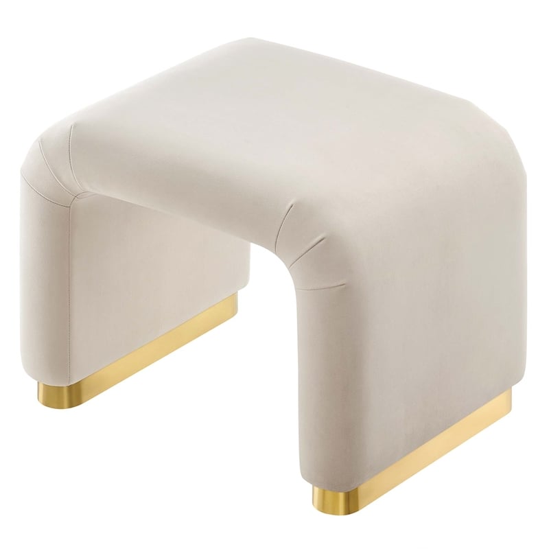 Koda Performance Velvet Waterfall Stool in Brass Almond