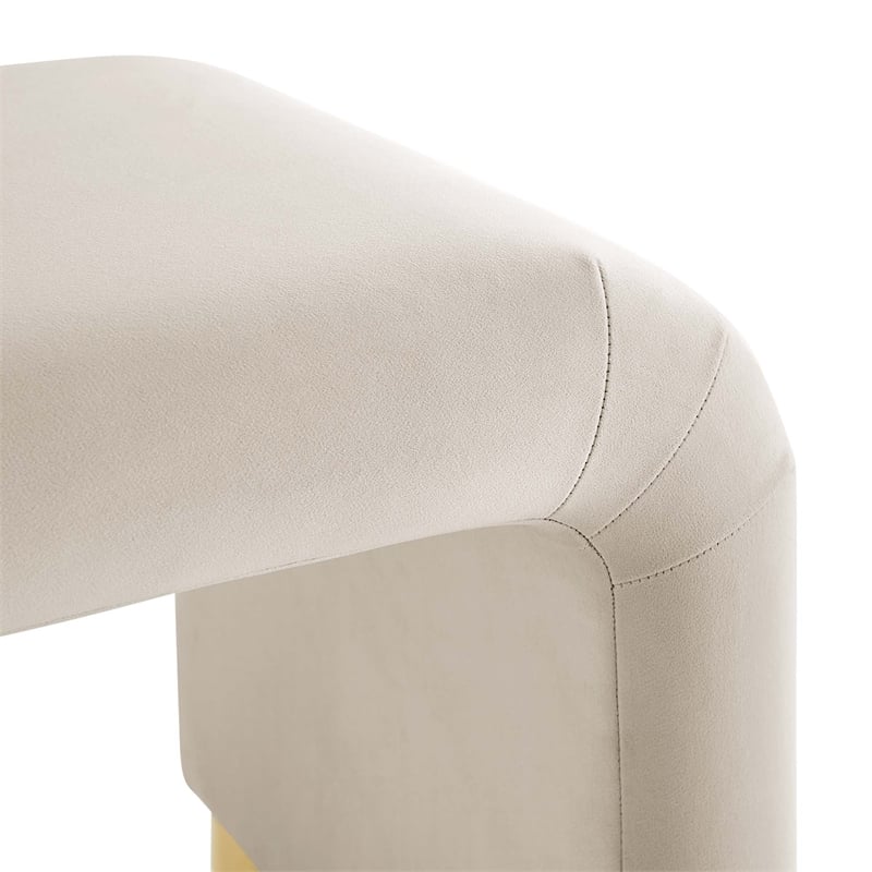 Koda Performance Velvet Waterfall Stool in Brass Almond