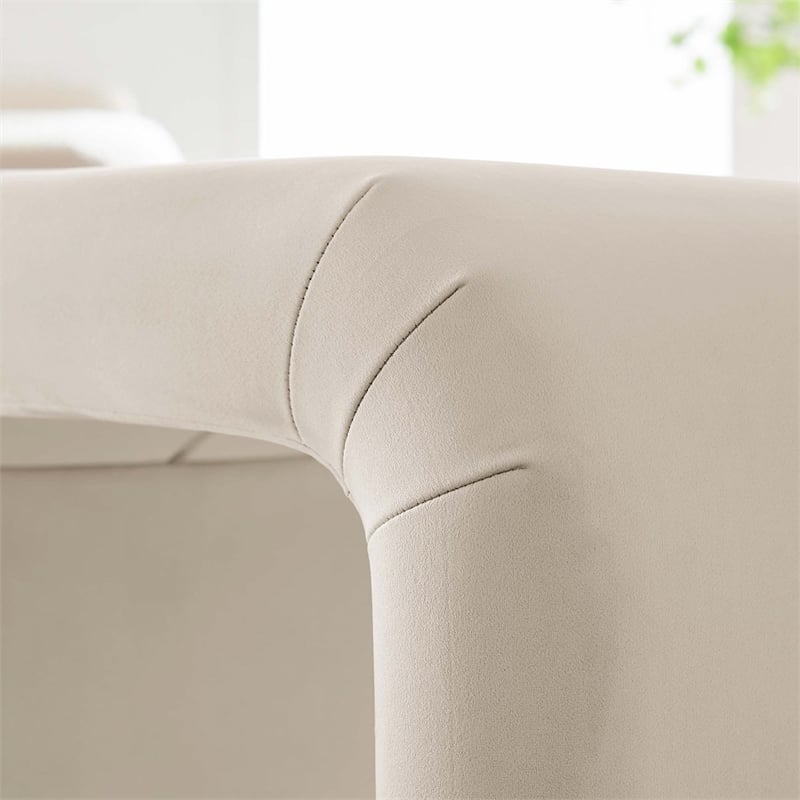 Koda Performance Velvet Waterfall Stool in Brass Almond