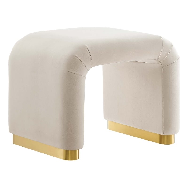 Koda Performance Velvet Waterfall Stool in Brass Almond
