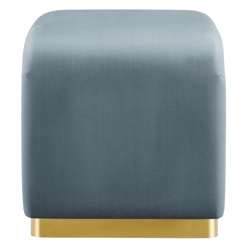 Koda Performance Velvet Waterfall Stool in Brass Cadet Blue