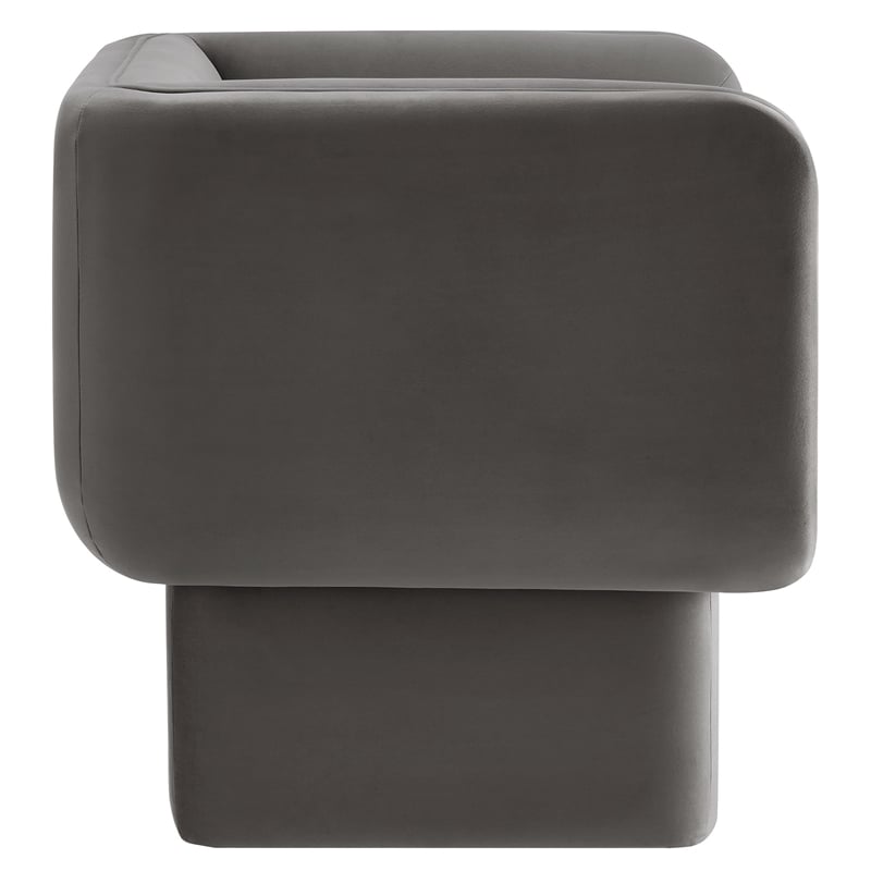 Tate Performance Velvet Accent Chair in Storm Gray
