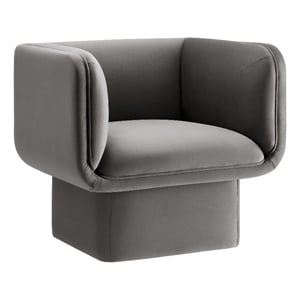 Tate Performance Velvet Accent Chair in Storm Gray