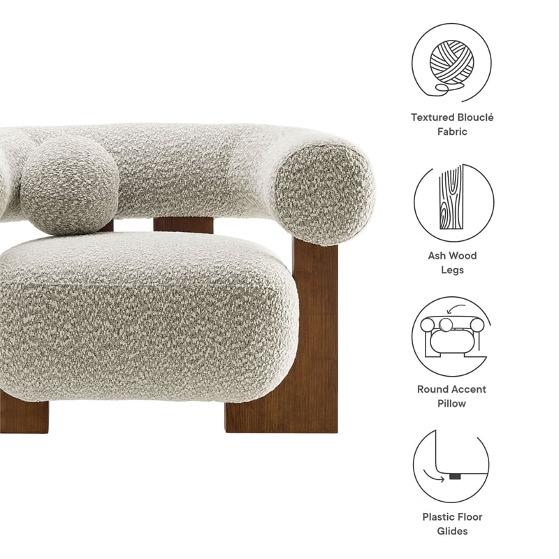 Modway Jace Boucle Fabric Upholstered Accent Chair in River Rock