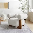 Modway Jace Faux Fur Fabric Upholstered Accent Chair in Feather