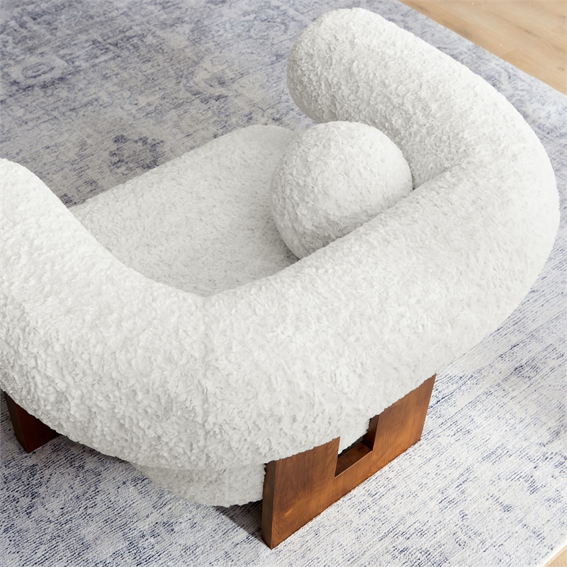 Modway Jace Faux Fur Fabric Upholstered Accent Chair in Feather