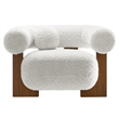 Modway Jace Faux Fur Fabric Upholstered Accent Chair in Feather