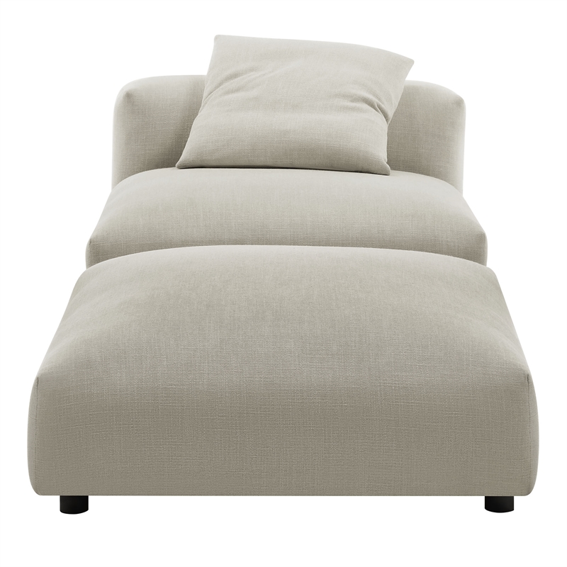 Solace Modular Upholstered Fabric Armless Chair and Ottoman Set in Linen