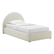 Resort Performance Velvet Arched Round Twin Platform Bed in Alabaster