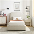 Keynote Upholstered Fabric Curved Twin Platform Bed in Heathered Weave Ivory