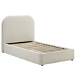 Keynote Upholstered Fabric Curved Twin Platform Bed in Heathered Weave Ivory