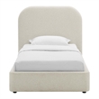 Keynote Upholstered Fabric Curved Twin Platform Bed in Heathered Weave Ivory