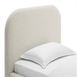 Keynote Upholstered Fabric Curved Twin Platform Bed in Heathered Weave Ivory