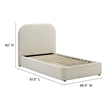 Keynote Upholstered Fabric Curved Twin Platform Bed in Heathered Weave Ivory
