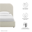 Keynote Upholstered Fabric Curved Twin Platform Bed in Heathered Weave Ivory
