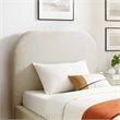 Keynote Upholstered Fabric Curved Twin Platform Bed in Heathered Weave Ivory