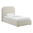 Keynote Upholstered Fabric Curved Twin Platform Bed in Heathered Weave Ivory