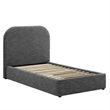 Keynote Upholstered Fabric Curved Twin Platform Bed in Heathered Weave Slate